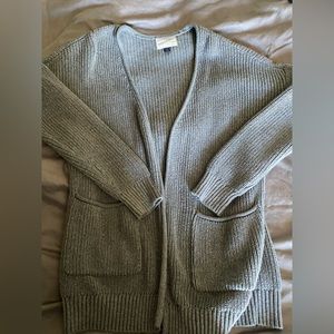 grey knit cardigan
